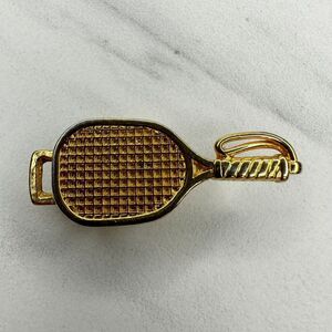 Vintage Racquetball Tennis Racquet Gold Tone Belt Buckle Piece